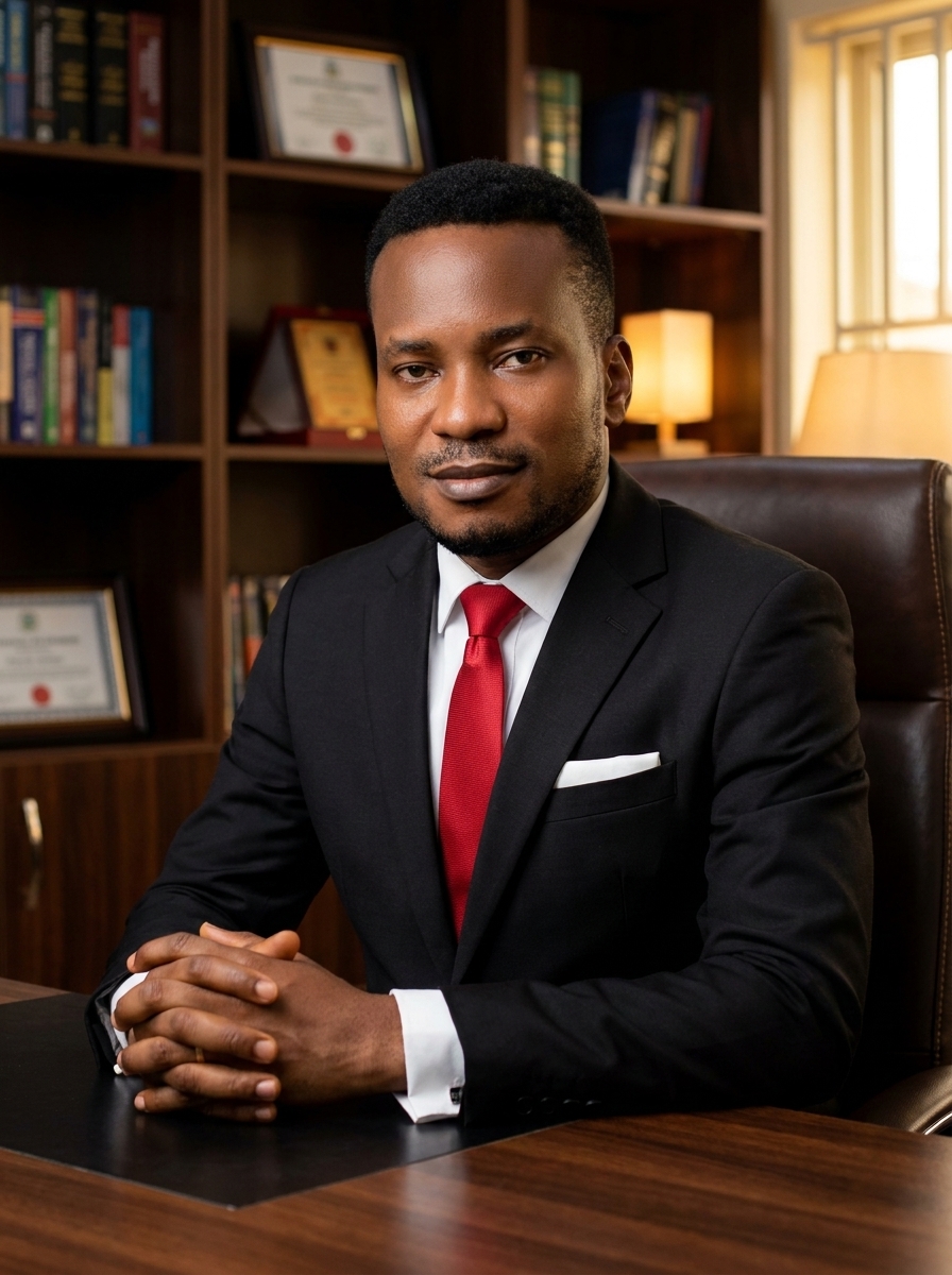 Amb. John Ifeanyi Amos in contemporary vertical business suit portrait