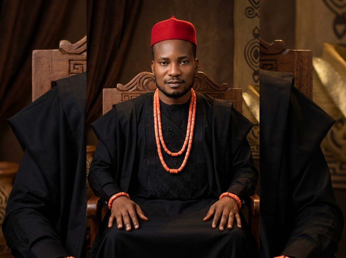 Amb. John Ifeanyi Amos in embroidered traditional attire