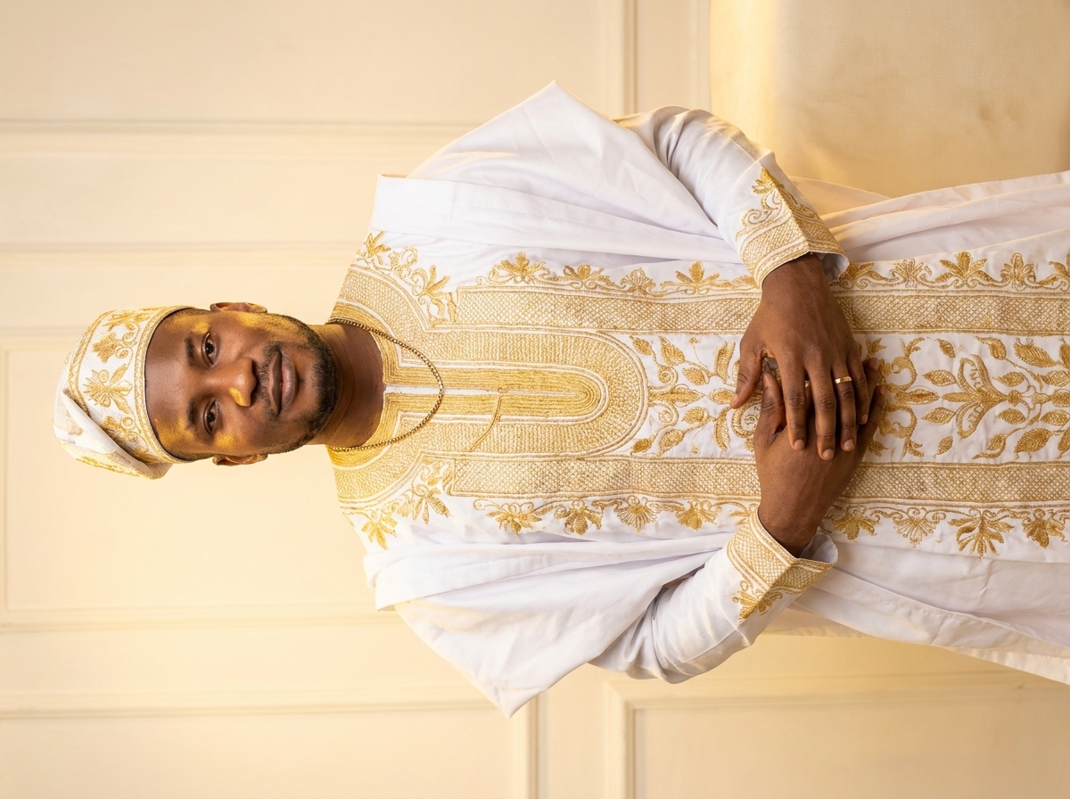 Amb. John Ifeanyi Amos full ceremonial agbada presentation representing heritage and statehood